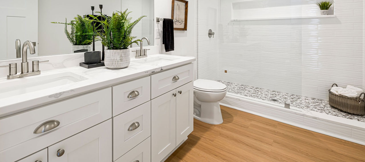 Custom bathroom cabinets with modern storage in Georgetown, TX
