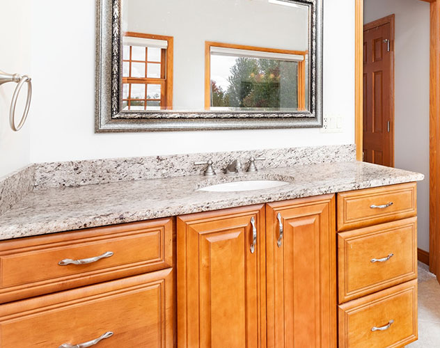 Variety of cabinet door styles and finishes for a bathroom in Leander TX