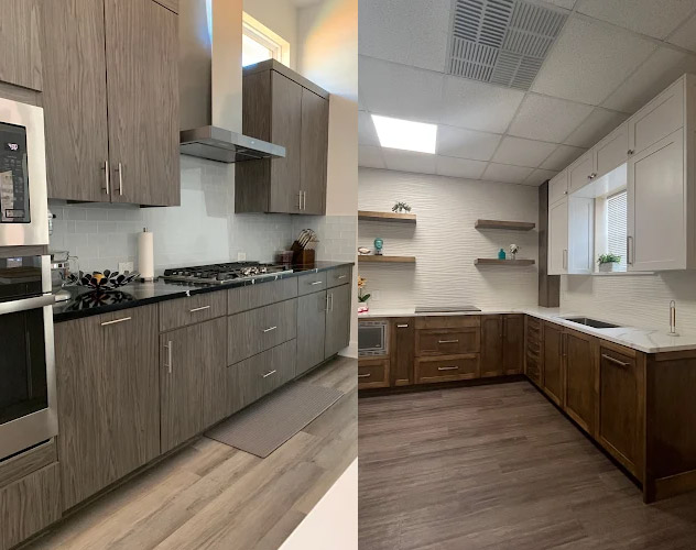 Stone and laminate countertops installed on custom cabinets in Austin, TX